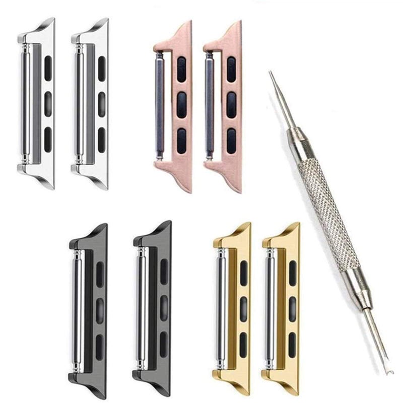 LOOKSEVEN Spring Bar Watch strap connector Stainless Steel Adapter Replaceable Metal Connection with Replacement Tool Compatible with Apple Watch Band 42mm(Series 3 2 1) 44mm 45mm 46mm 49mm - Image 1